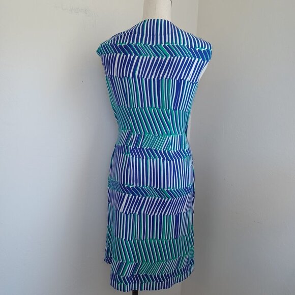 Tommy Bahama Wrap Dress Surplice Style Colorful Geometric Stripe Womens Small - Picture 8 of 12